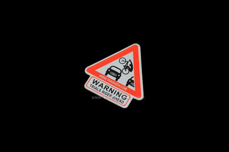 TrashZen: Trials Rider Ahead Sticker (50mm x 53mm)